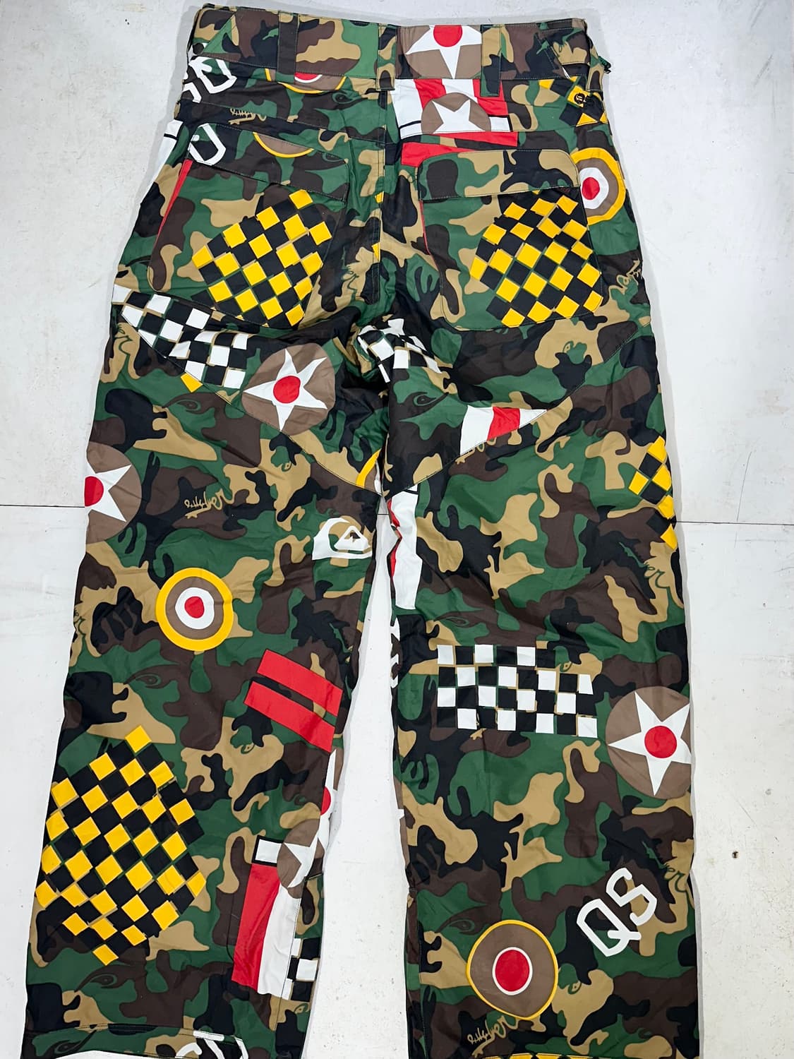 퀵실버 그린 와이드 밀리터리 카모 패턴 트랙 팬츠 힙합 바지 L 상품이미지5