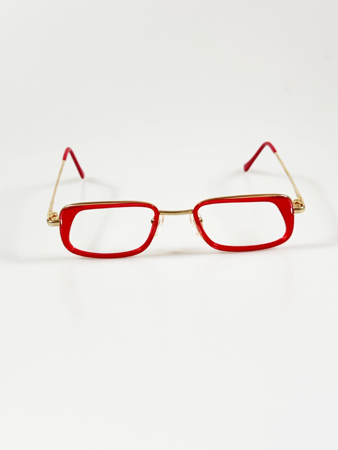 90s 유럽제 레드 골드 스퀘어 프레임 빈티지 안경 상품이미지2