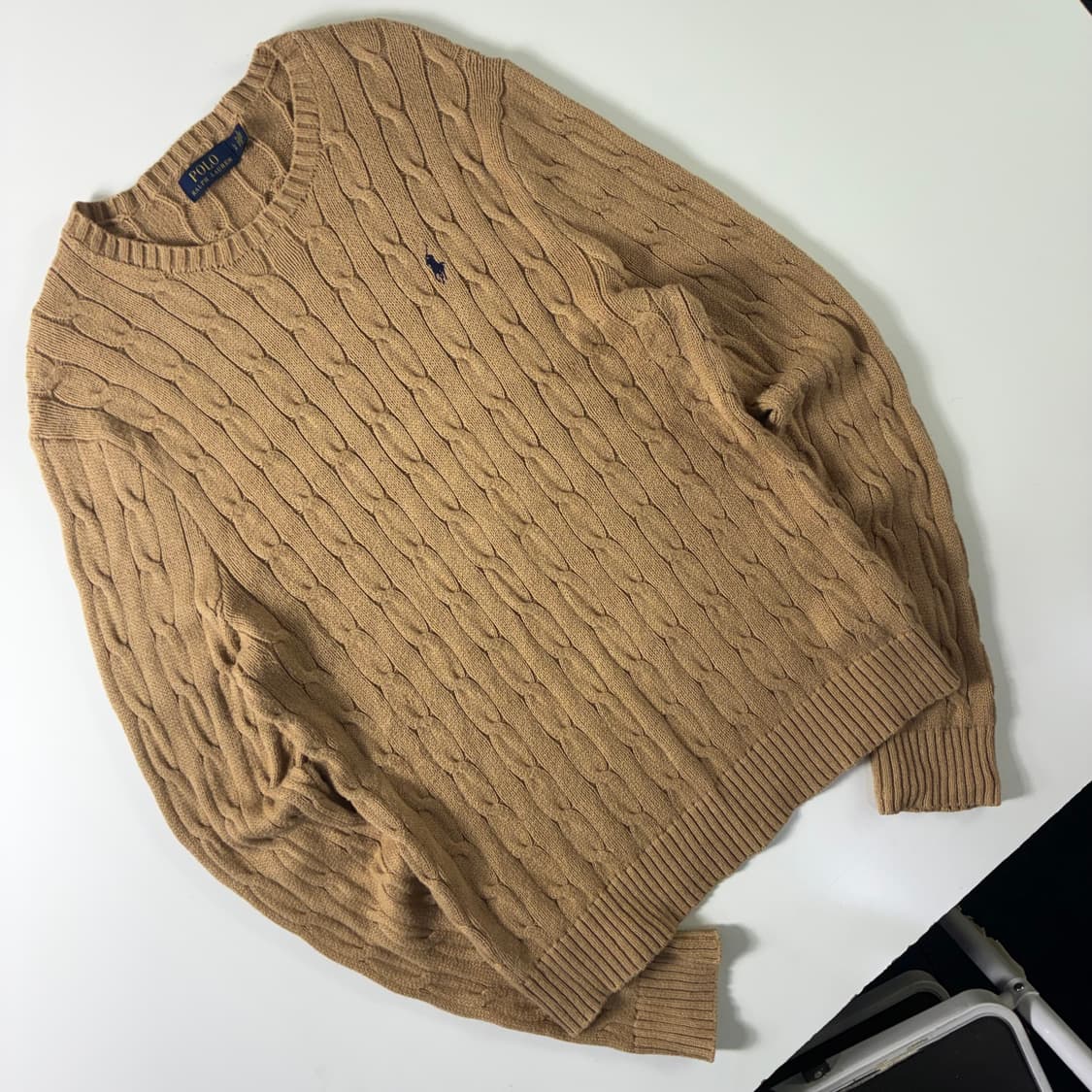 Polo  폴로 랄프로렌 자수 코튼 베이지 꽈배기 니트  상품이미지2