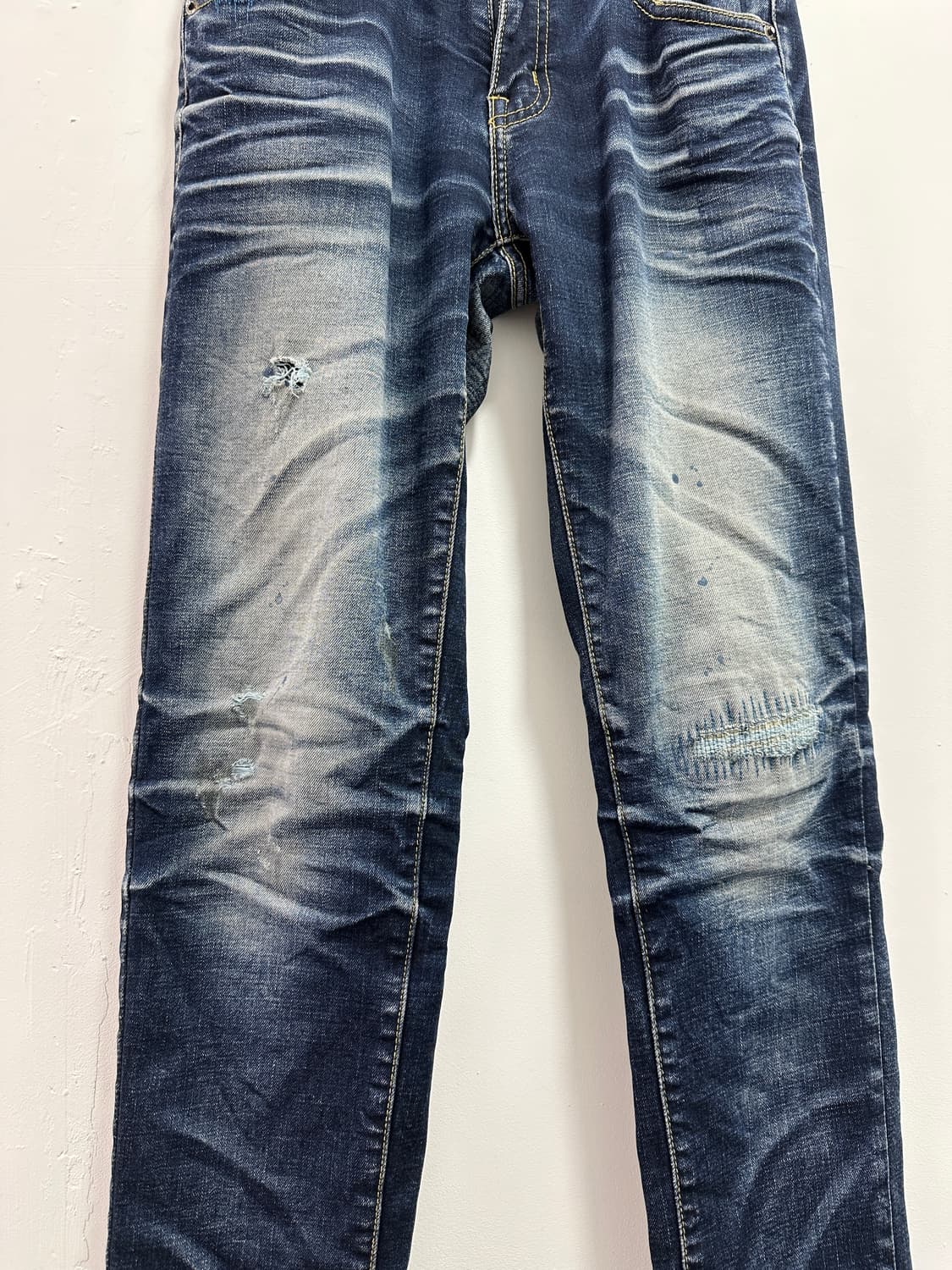 Vintage fade lines washing denim jeans 상품이미지5