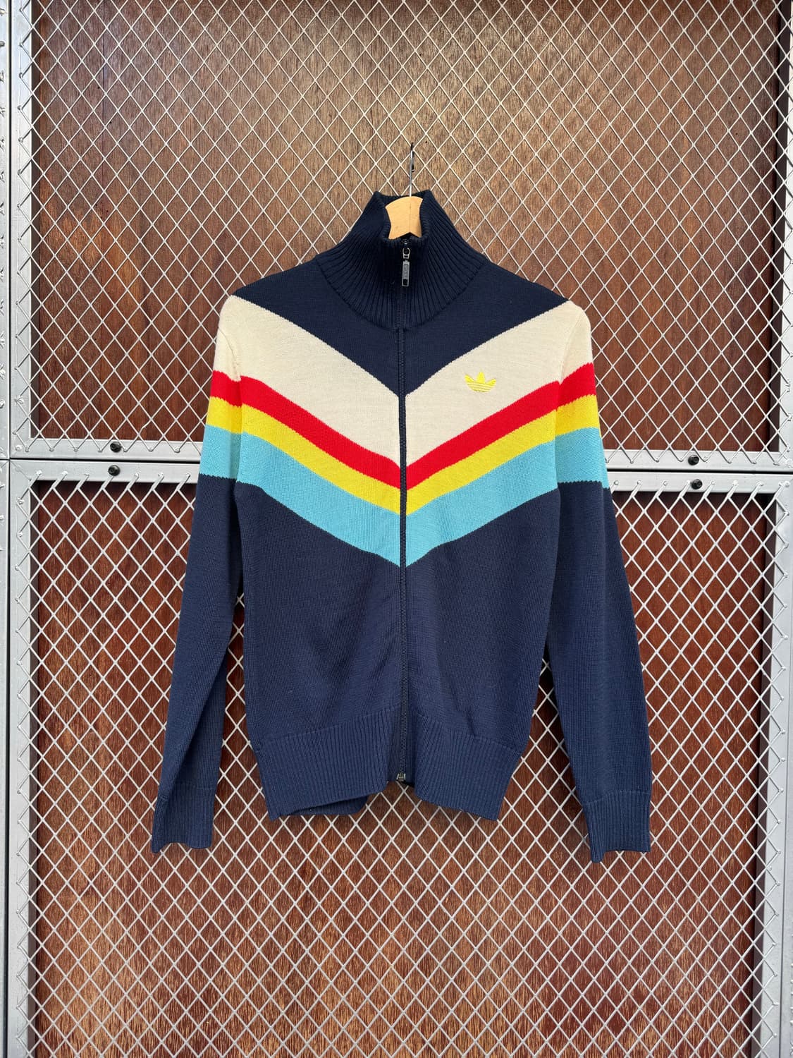 아디다스 레트로 네이비 멀티 스트라이프 니트집업 M 상품이미지1