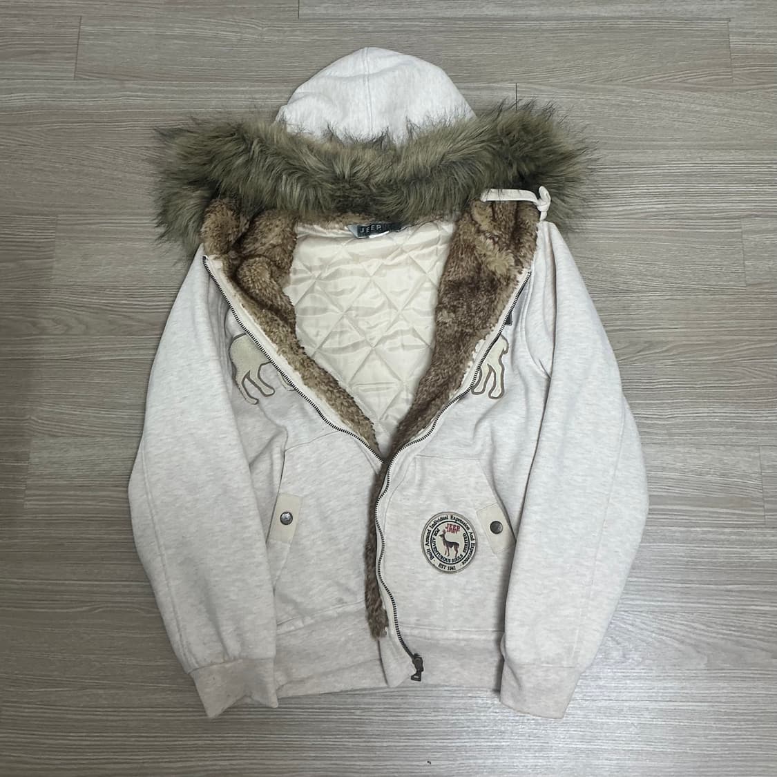 지프 여성 아이보리 울프죠 후드집업 M 상품이미지2