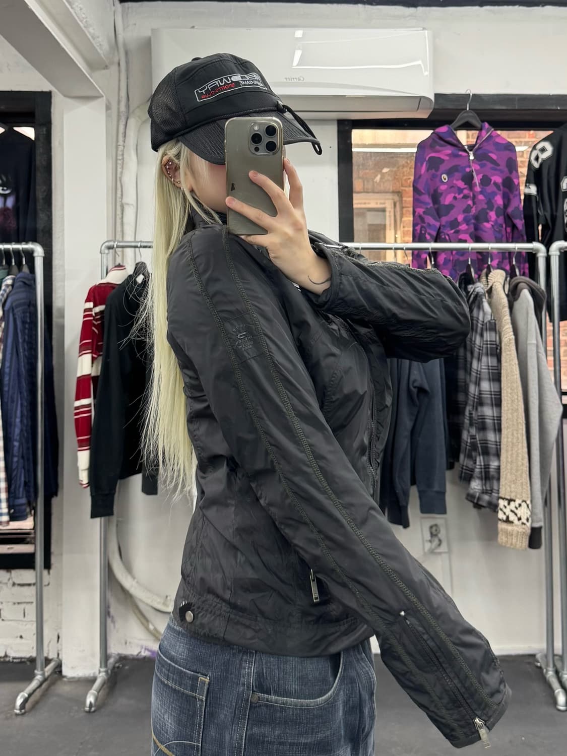 디젤 넥버튼 나일론 바이커 자켓 상품이미지2