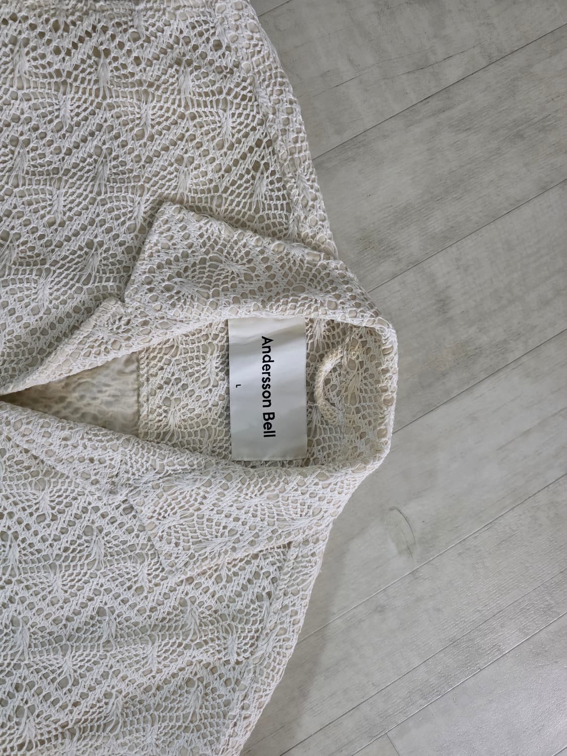 앤더슨벨 엠브로더리 플라워 자수 오픈카라 셔츠 L 상품이미지4