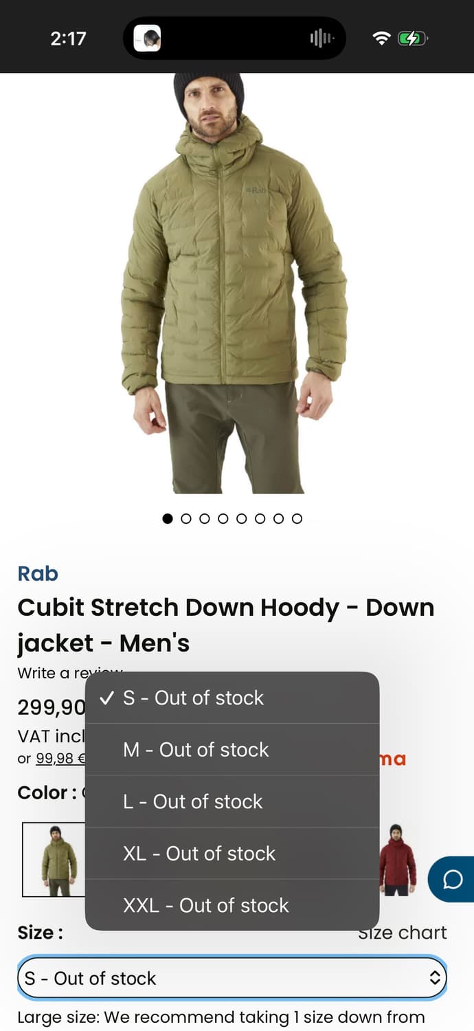 Rab 큐빗 스트레치 다운 후디 판매합니다 상품이미지2