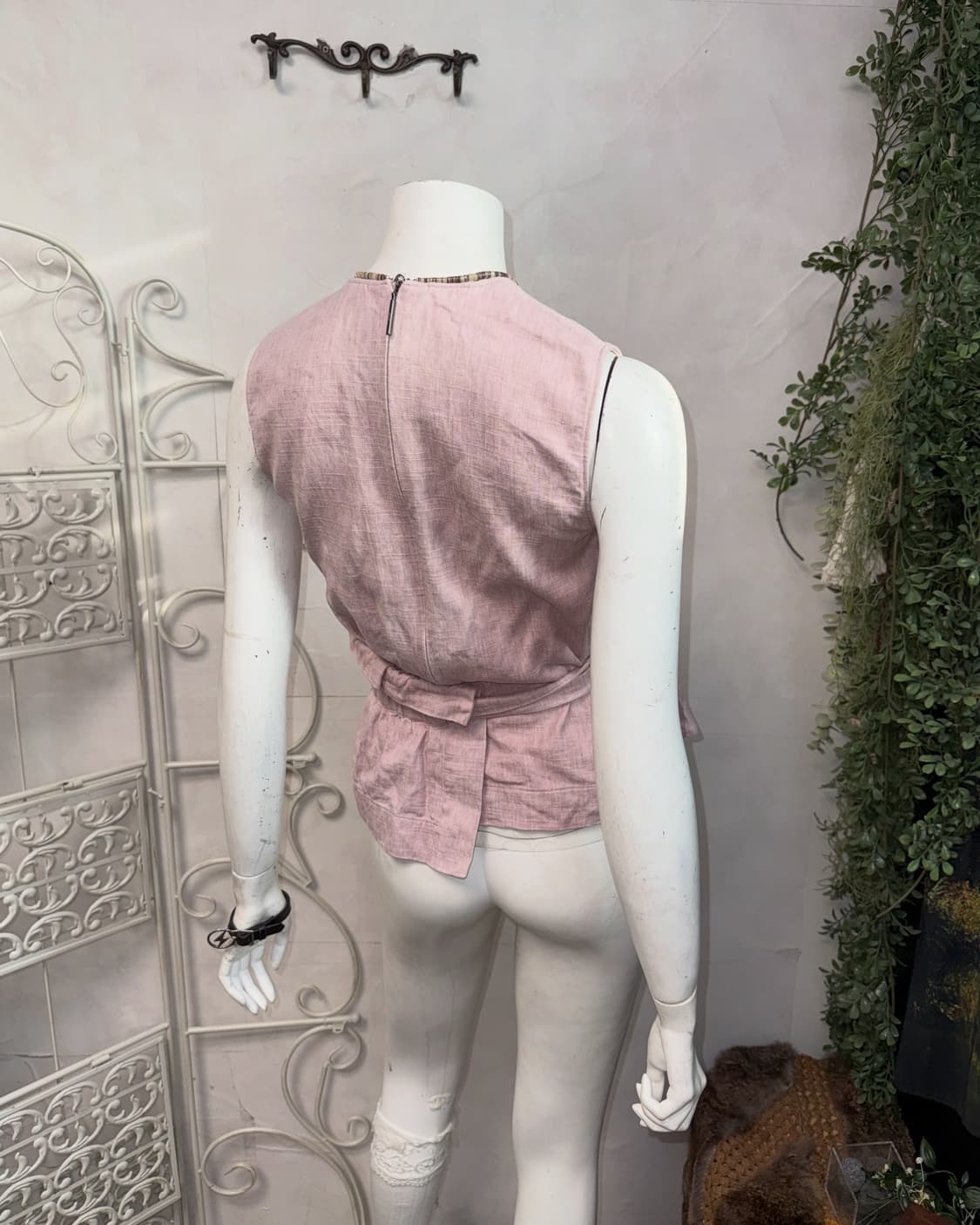 MSGM pink linen shirring strap 슬리브리스 상품이미지4