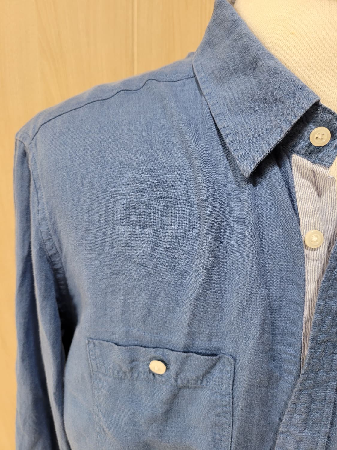 스파오포맨 SPAO for men 롤업 린넨 셔츠 105 블루 상품이미지3