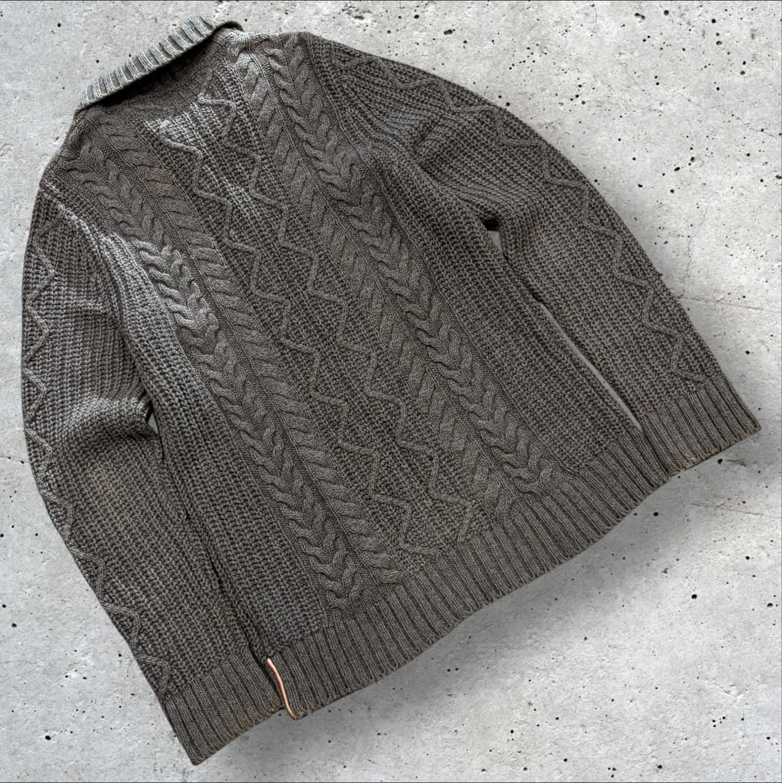 [L] 타미힐피거 꽈배기 그레이 니트 집업 가디건 C859 상품이미지2