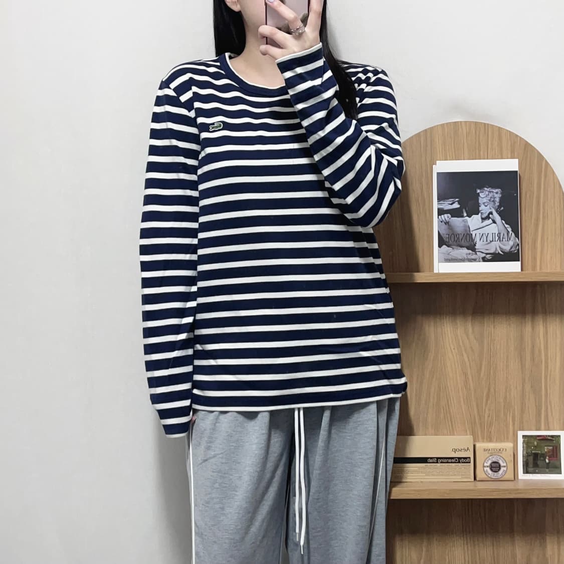 [정품] 라코스테 패치로고 단가라 긴팔티 [ M ] 상품이미지2