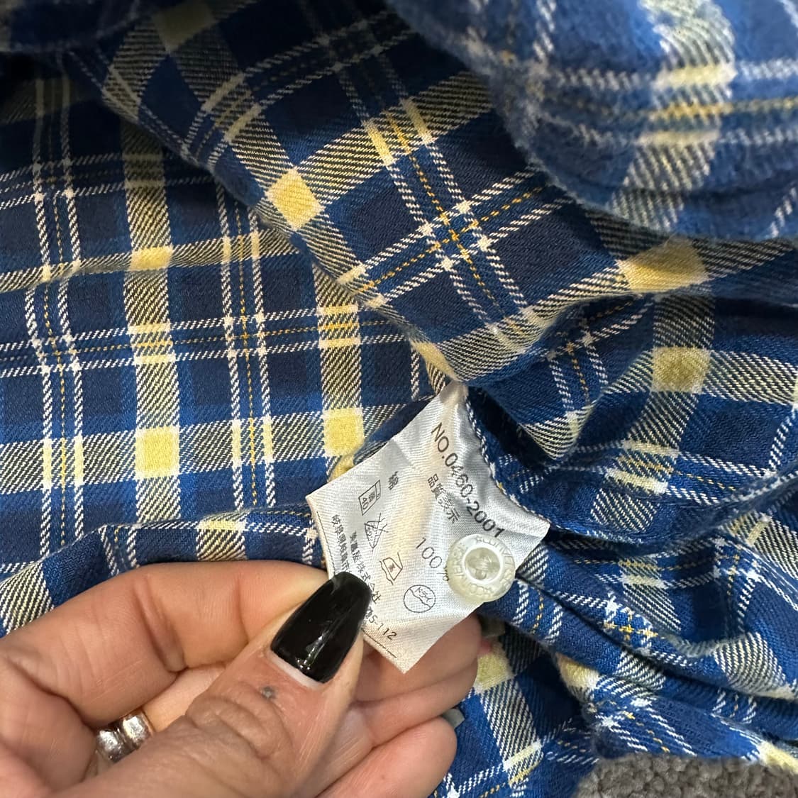 컨버스 블루 코튼 플란넬 체크 셔츠XL 상품이미지4