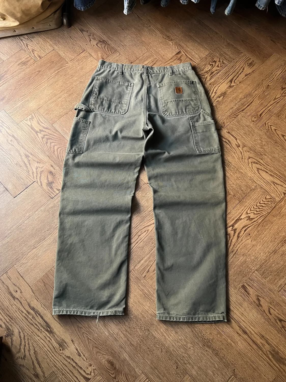 [34]칼하트 USA 빈티지 워싱 모스그린 싱글니 카펜터 워크 팬츠 상품이미지1