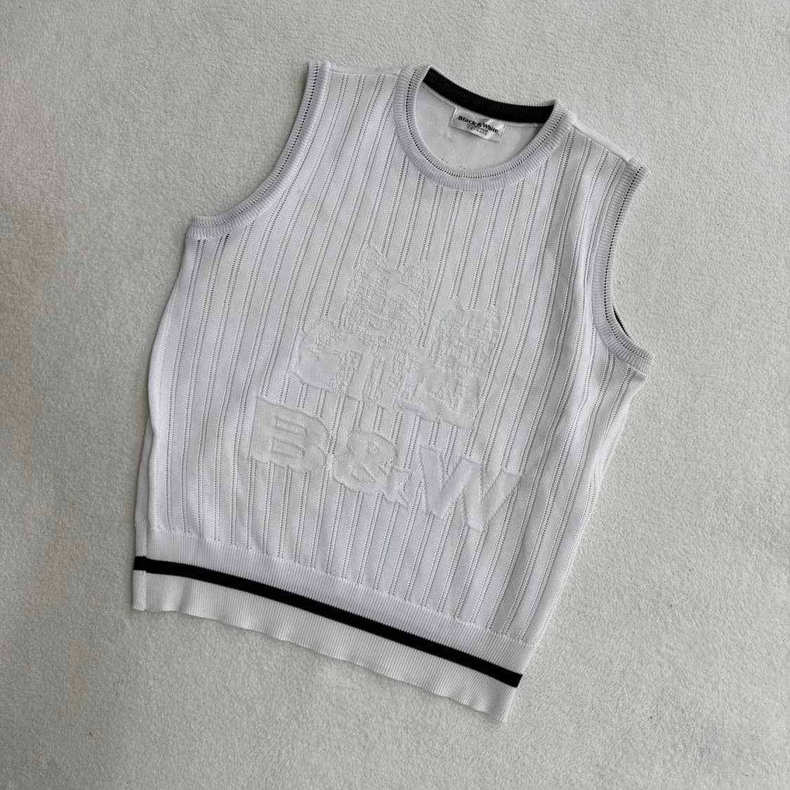 실측확인 블랙앤화이트 니트 베스트 0327T 상품이미지1