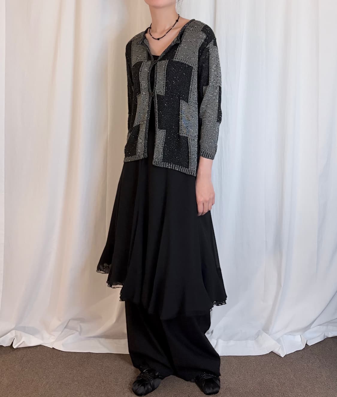 Square Pattern Knit Cardigan 상품이미지1