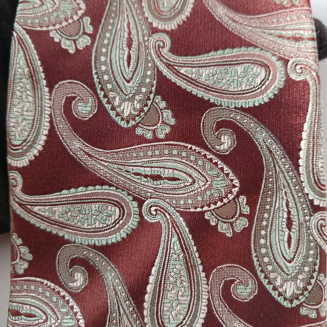 아쿠아스큐텀 실크 브라운 페이즐리 넥타이 9.1cm A+등급 A19453 상품이미지8