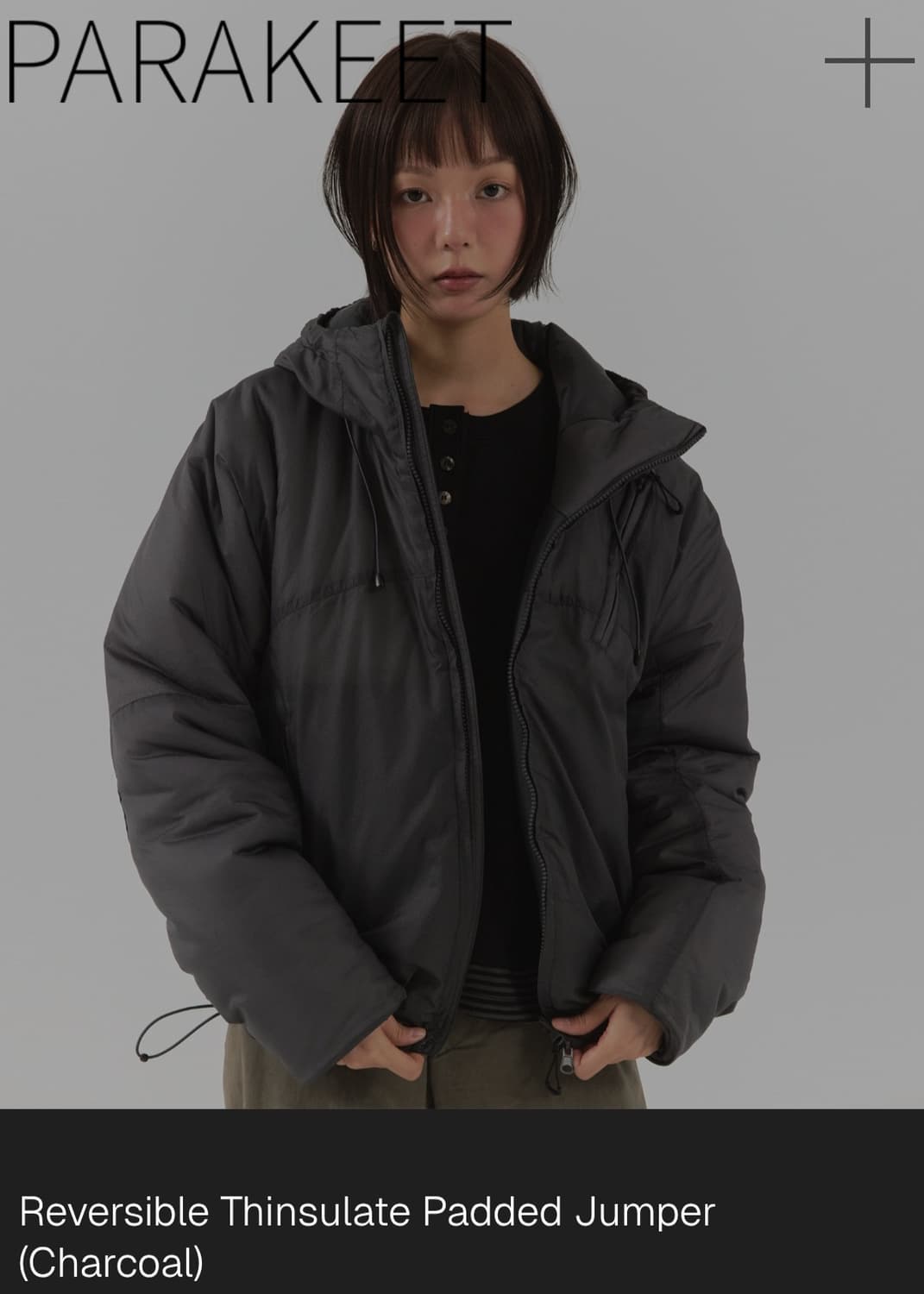 패러킷 PARAKEET 차콜 후드 패딩 점퍼 상품이미지1