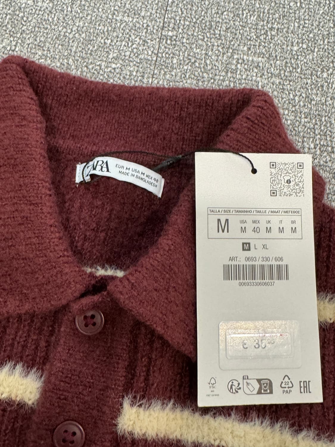 자라 버건디 스트라이프 니트 새상품 상품이미지3