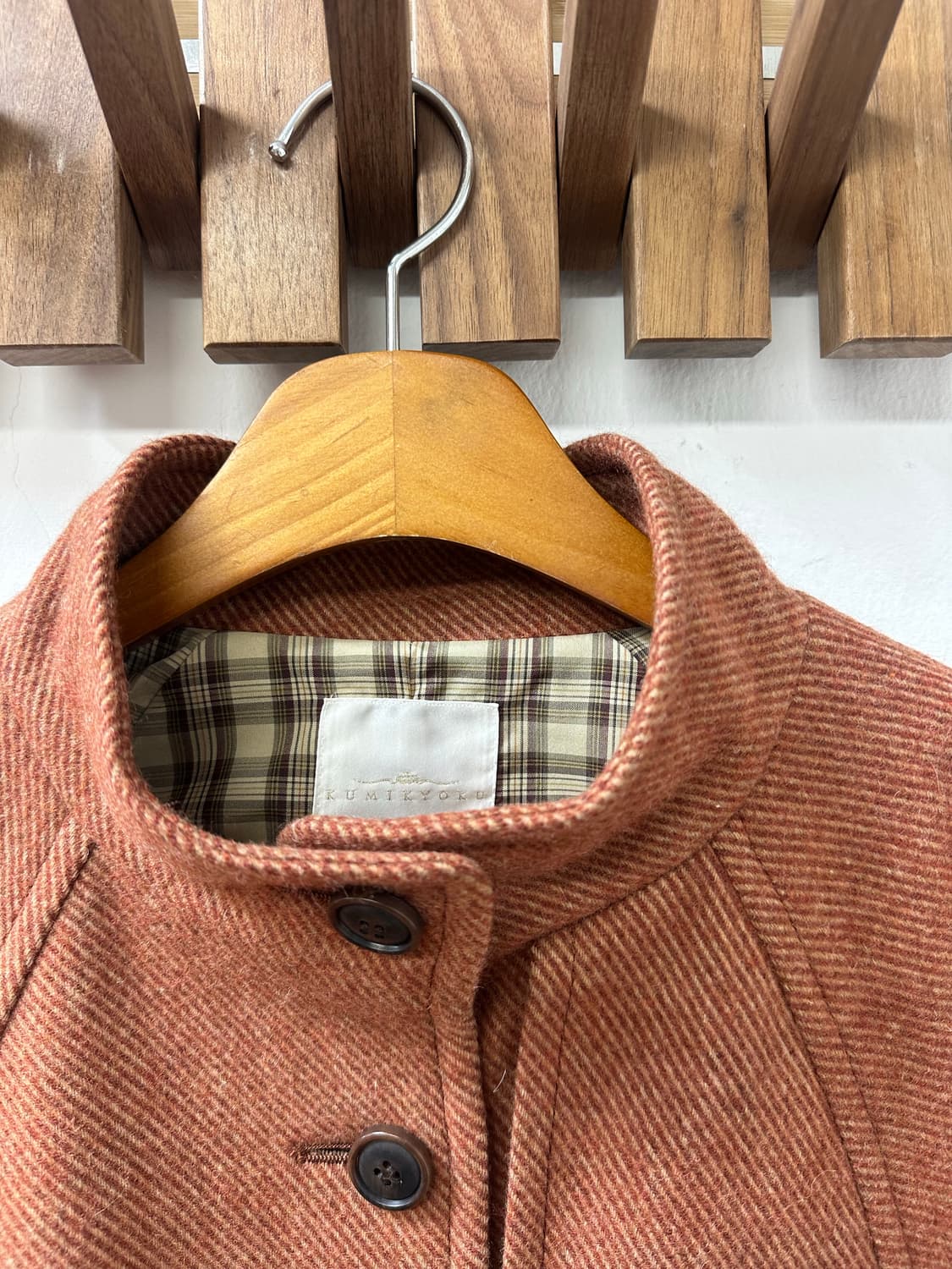일본빈티지 KUMIKYOKU 울 혼방 헤링본 케이프 판초 코트 상품이미지2