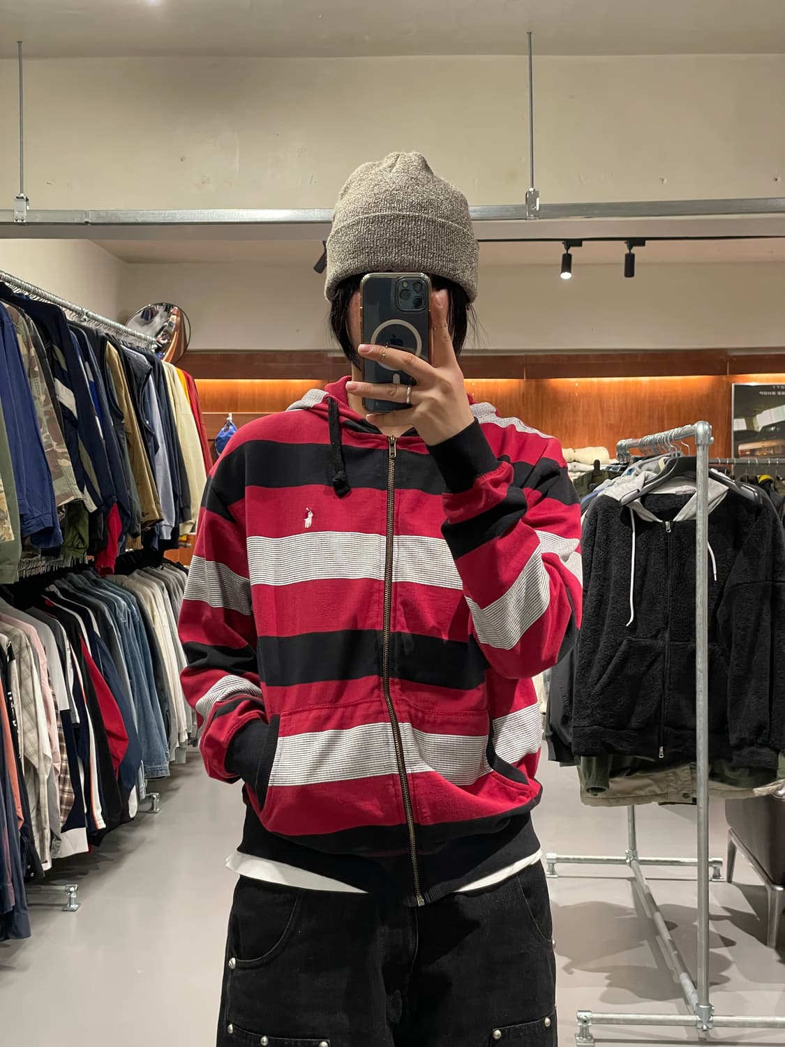 폴로 스트라이프 후드 집업   상품이미지1