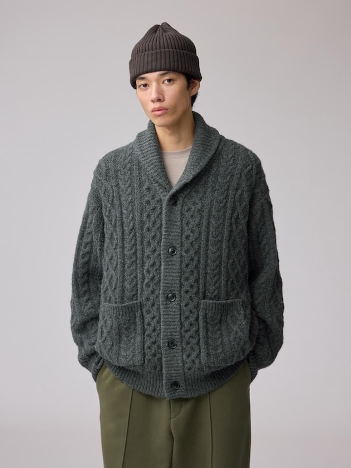 [L/미개봉새상품] 지유 엔지니어드 가먼츠 케이블 숄 칼라 가디건 상품이미지1