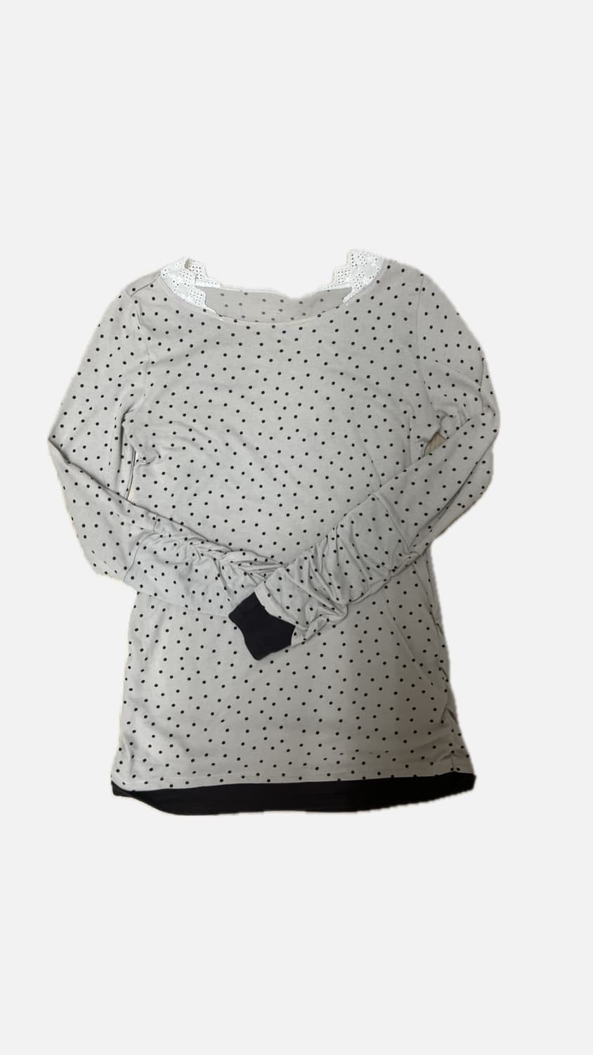 도트 레이어드 소매 디테일 핸드워머 티셔츠 상품이미지1