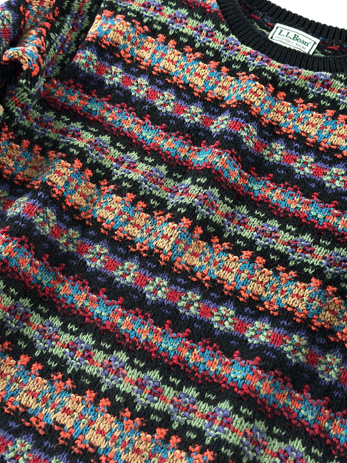 80s 빈티지 엘엘빈 페어 아일 코튼 스웨터 상품이미지8