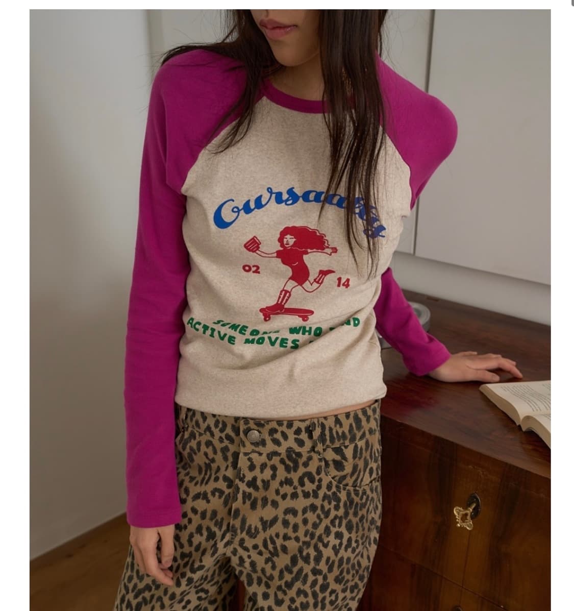 아우어솔티 Saalty Girl Raglan T-shirts / Pink 상품이미지1