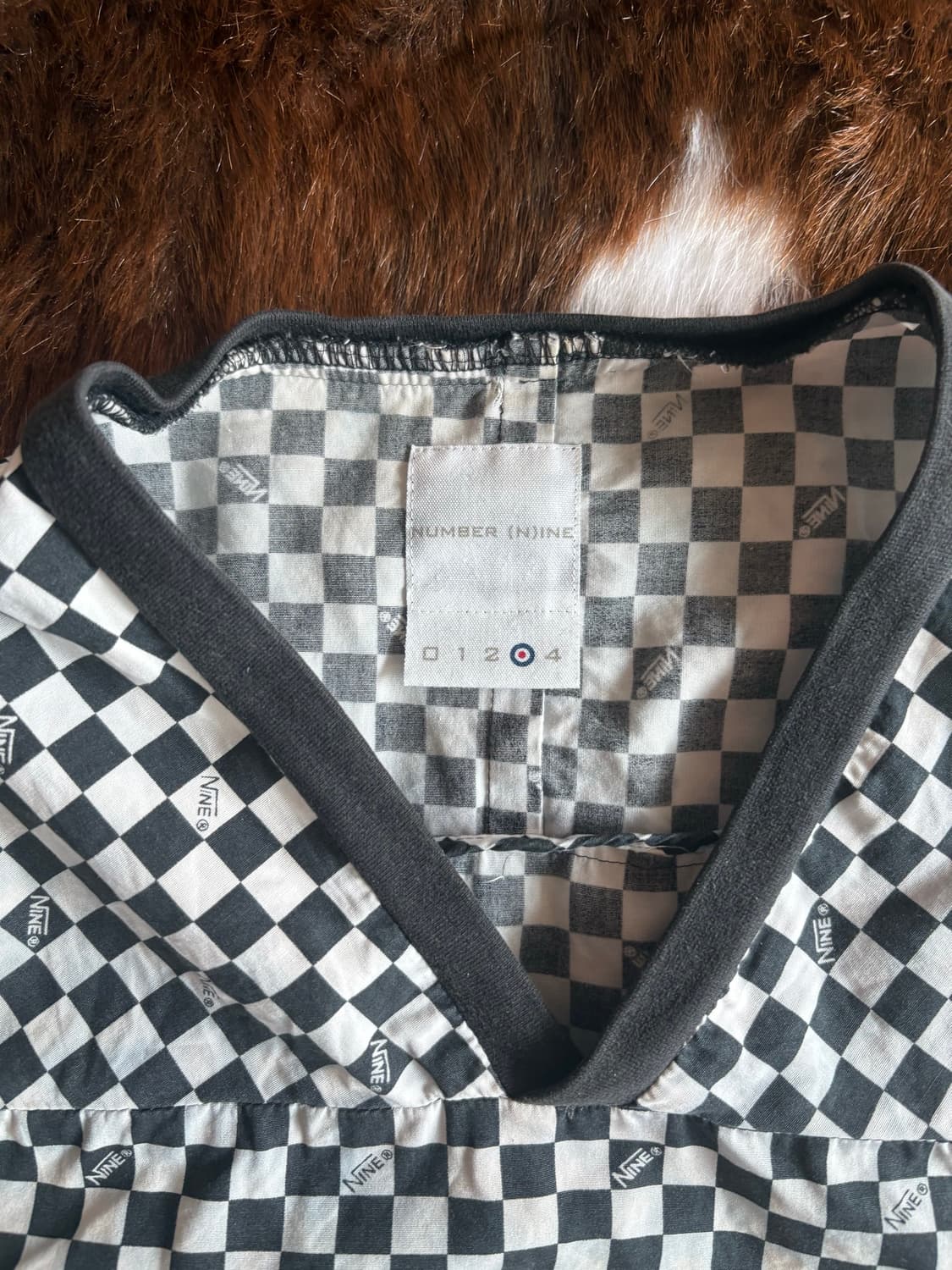 00ss Number (N)ine checkered 브이넥 숏슬리브 상품이미지2