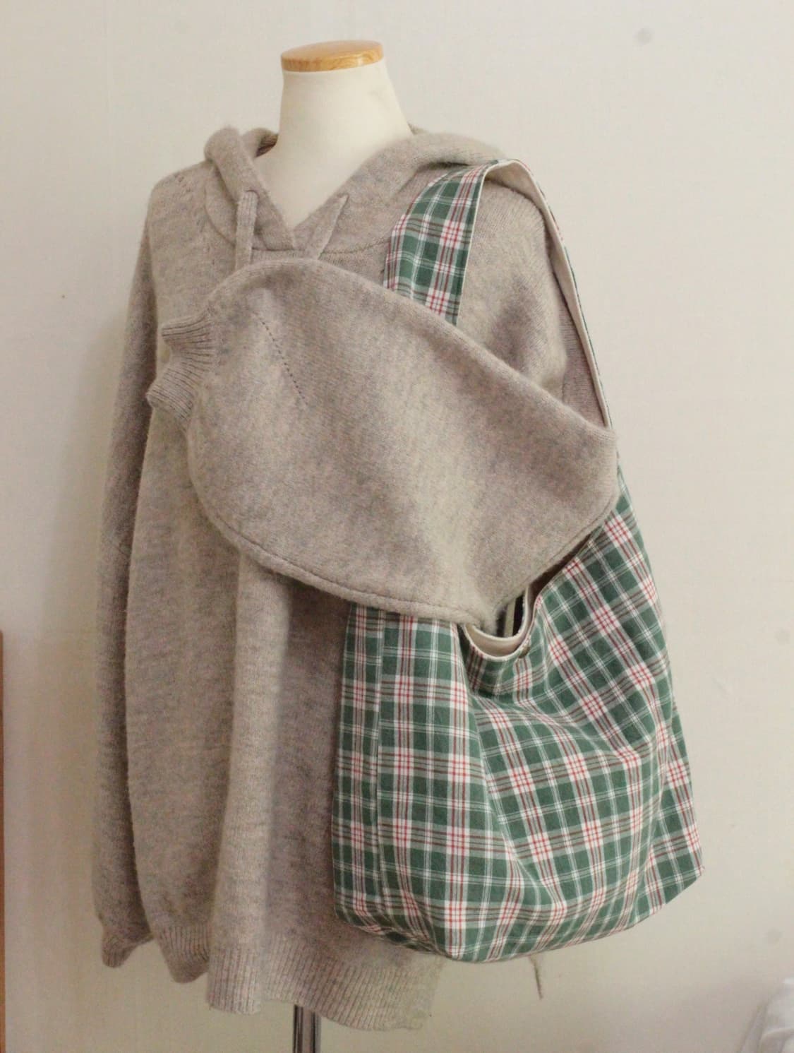 핸드메이드 원핸들백 그린 체크 가방 상품이미지6