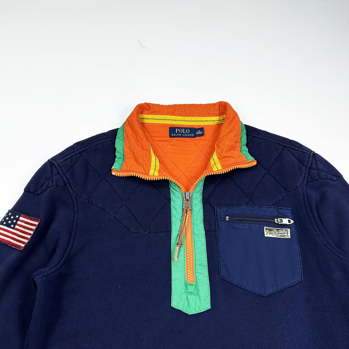 폴로 랄프로렌 퀼팅 성조기 반집업 맨투맨 네이비 M 상품이미지2