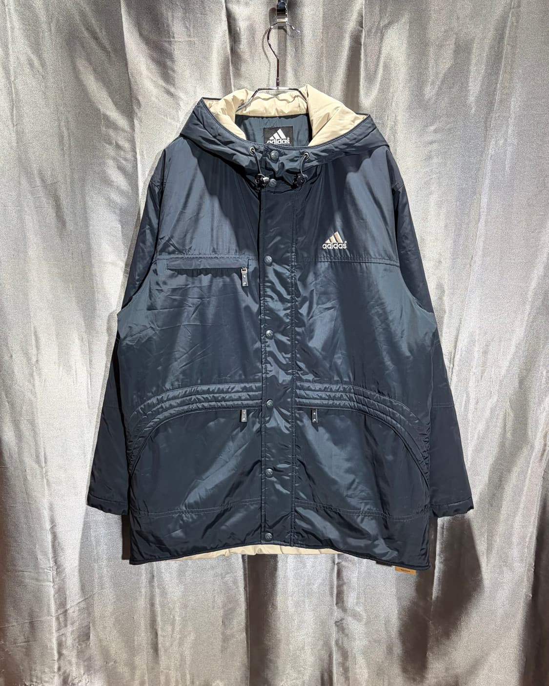 XL 아디다스 삼선로고 빅로고 패디드 나일론 야상 후드자켓 상품이미지3