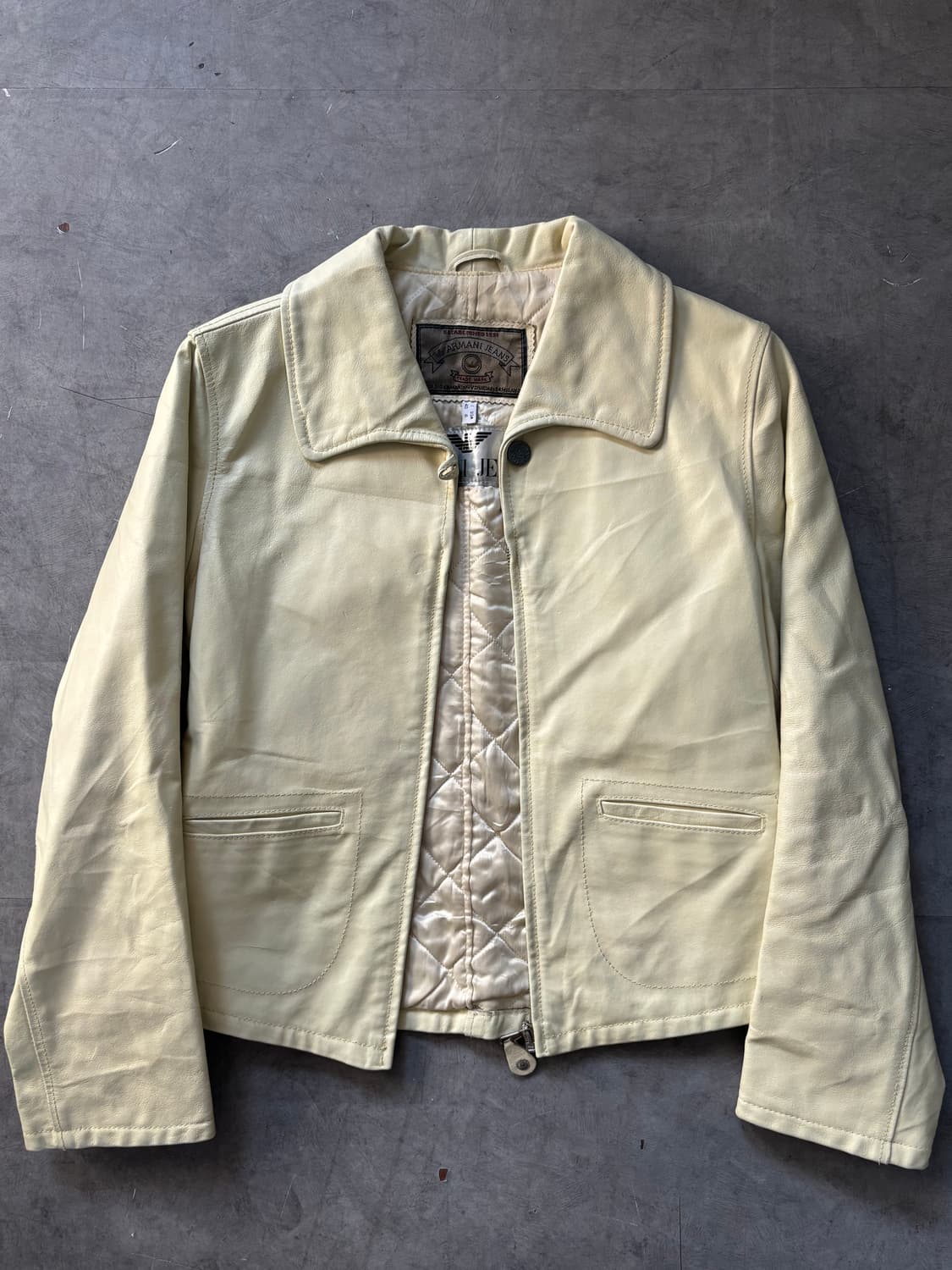 Armani Jeans 아르마니 진스 옐로우 가죽 자켓  상품이미지4