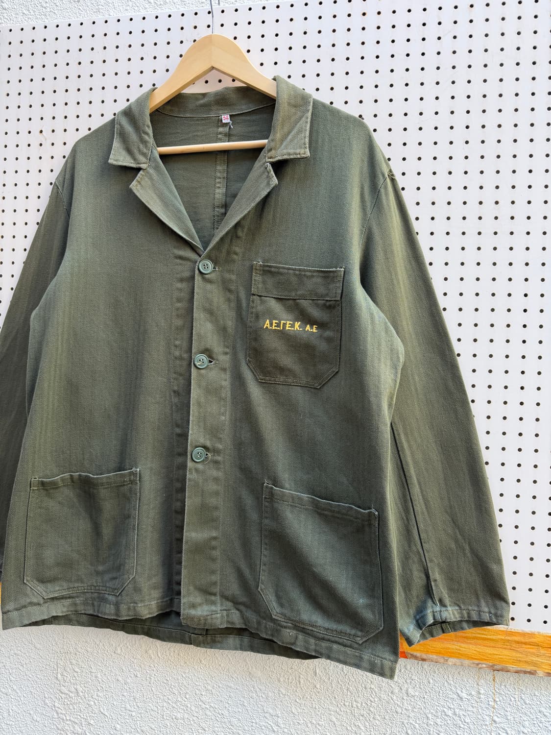 1970s EUROPEAN OLIVE HBT 올리브 헤링본 프렌치워크자켓 상품이미지4