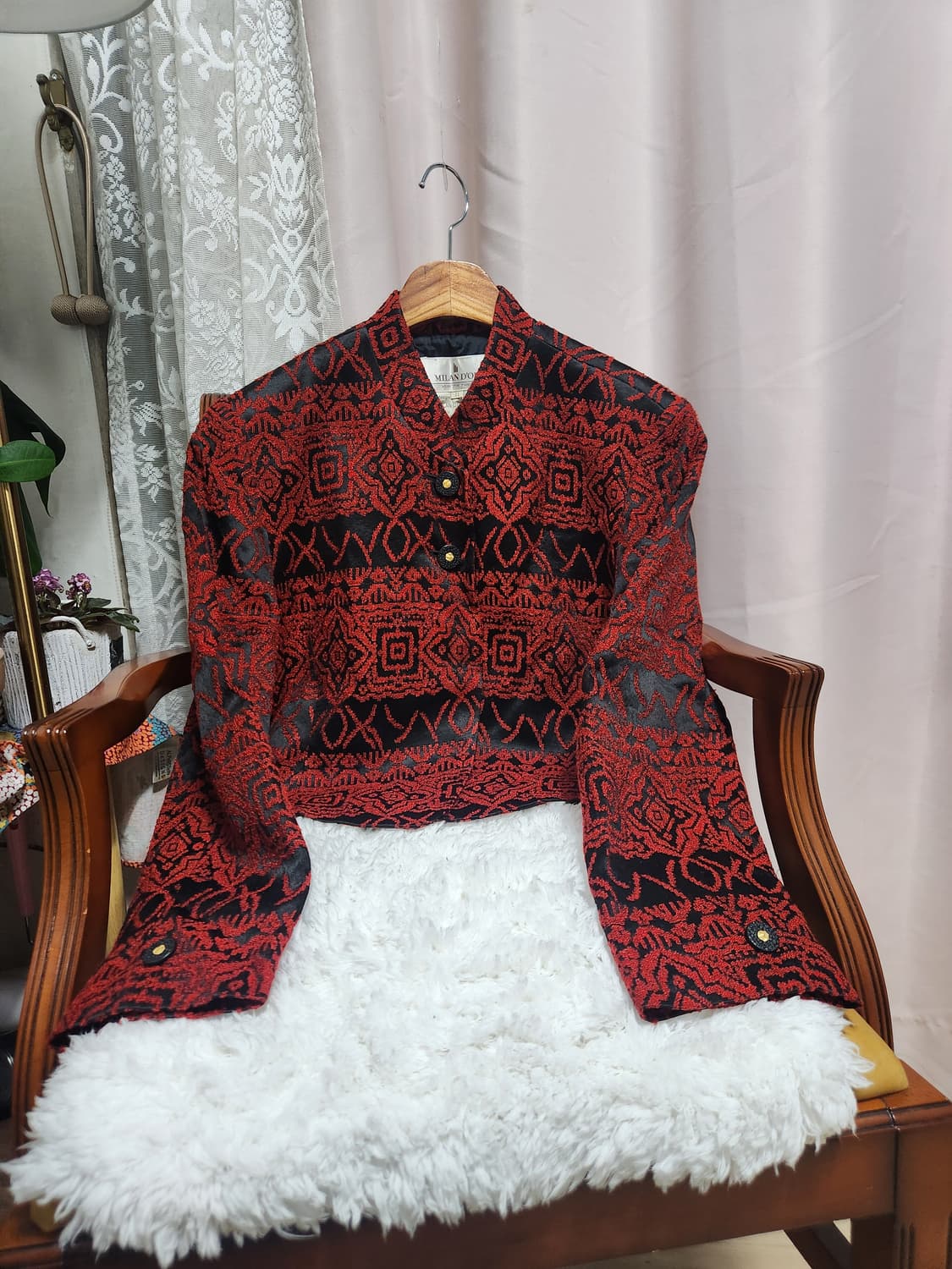 MILAN DONNA 패턴 자켓 레드 블랙 상품이미지1