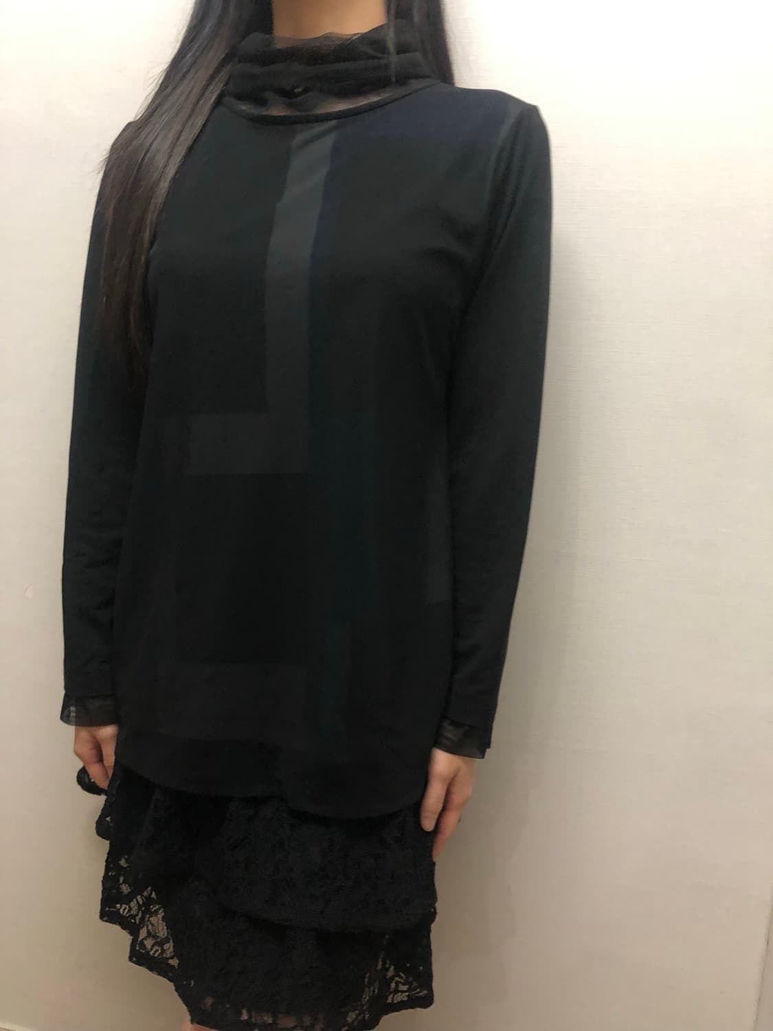 빈티지 블랙 레이스 하이넥 탑 상품이미지8