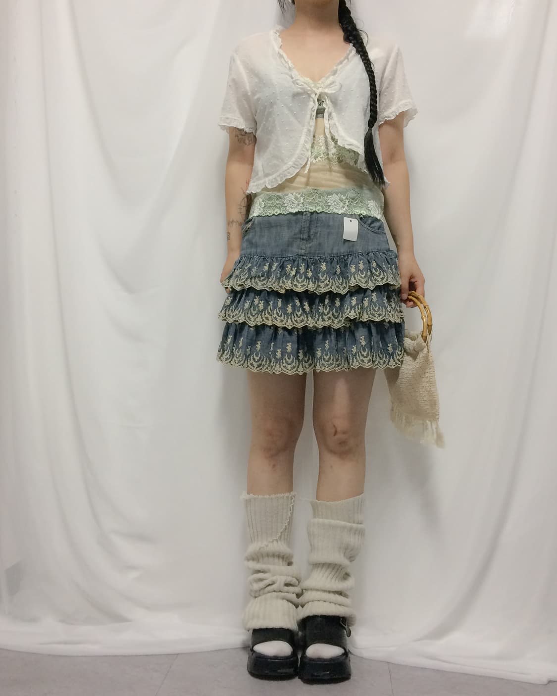 Dot point frill cardigan 상품이미지5