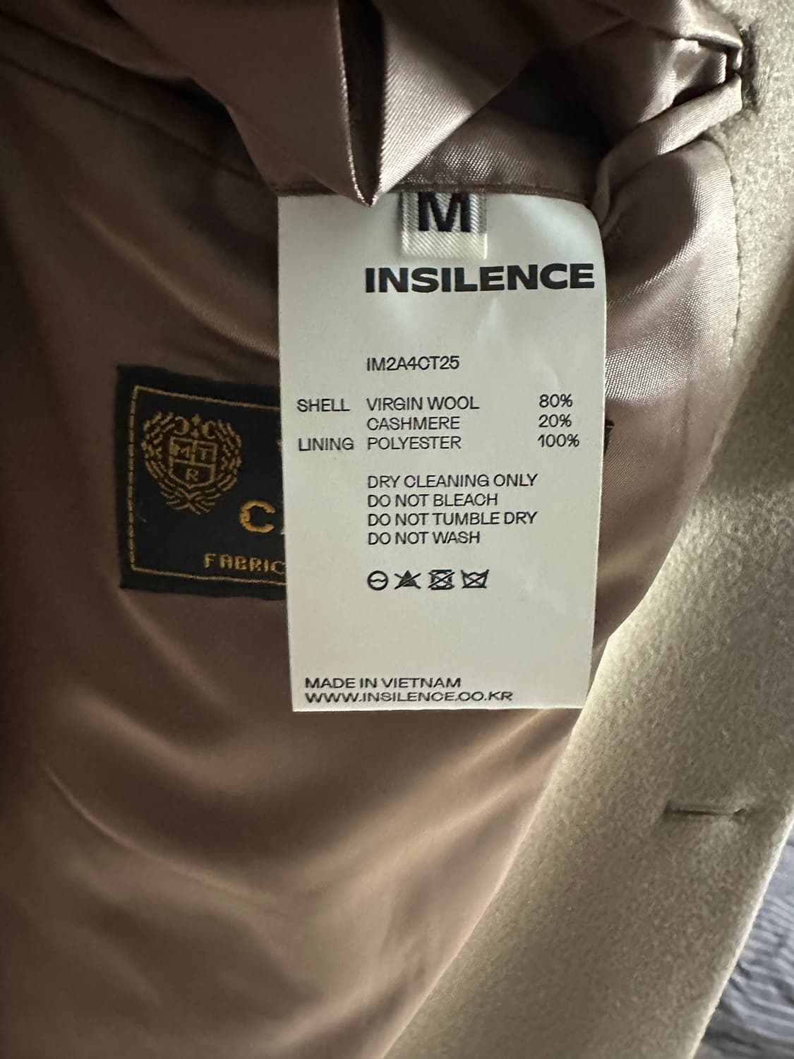 (M) 인사일런스 MTR 캐시미어 더블 코트 BEIGE 상품이미지3
