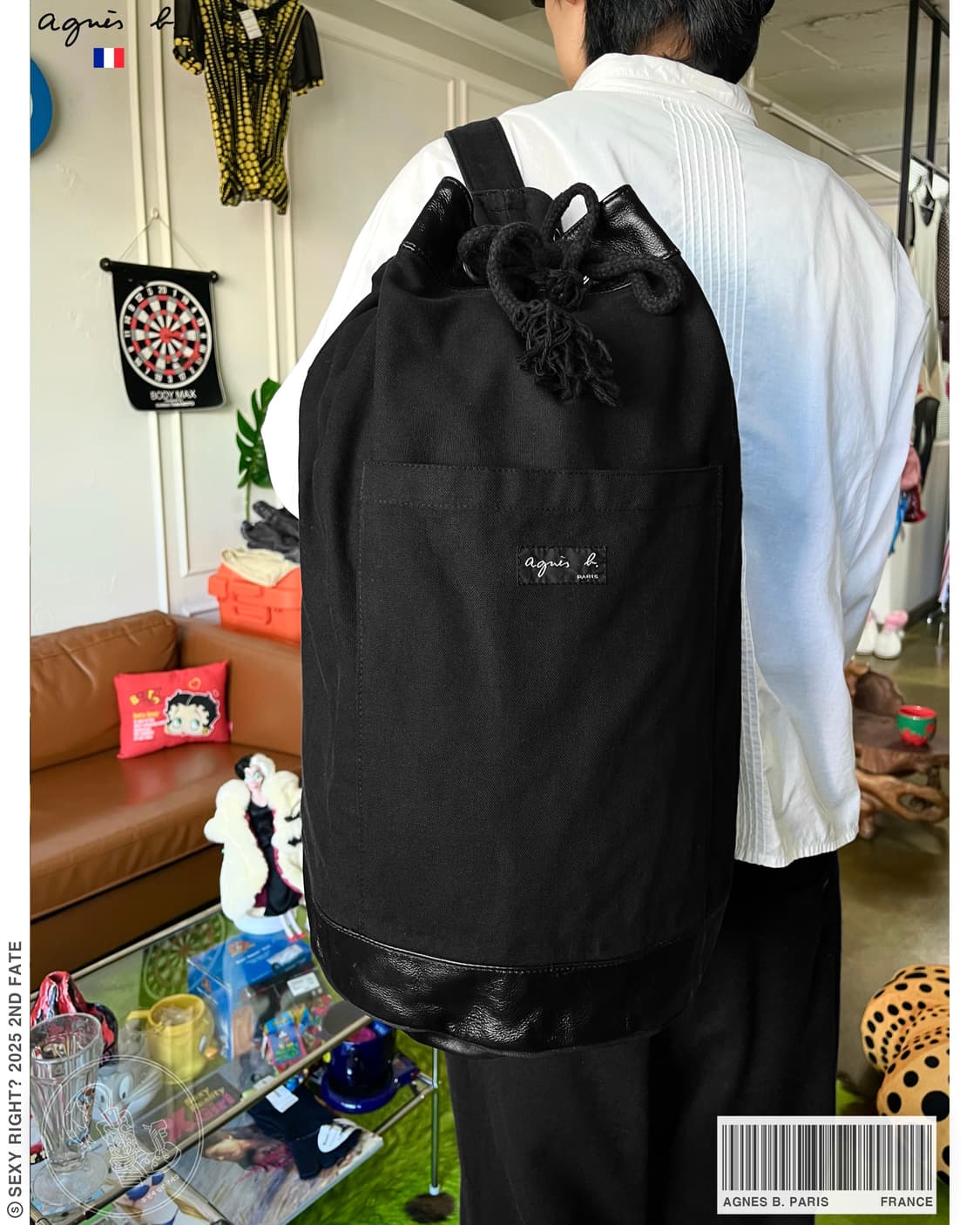 agnès b. Leather Trim Old Duffle Bag 상품이미지1