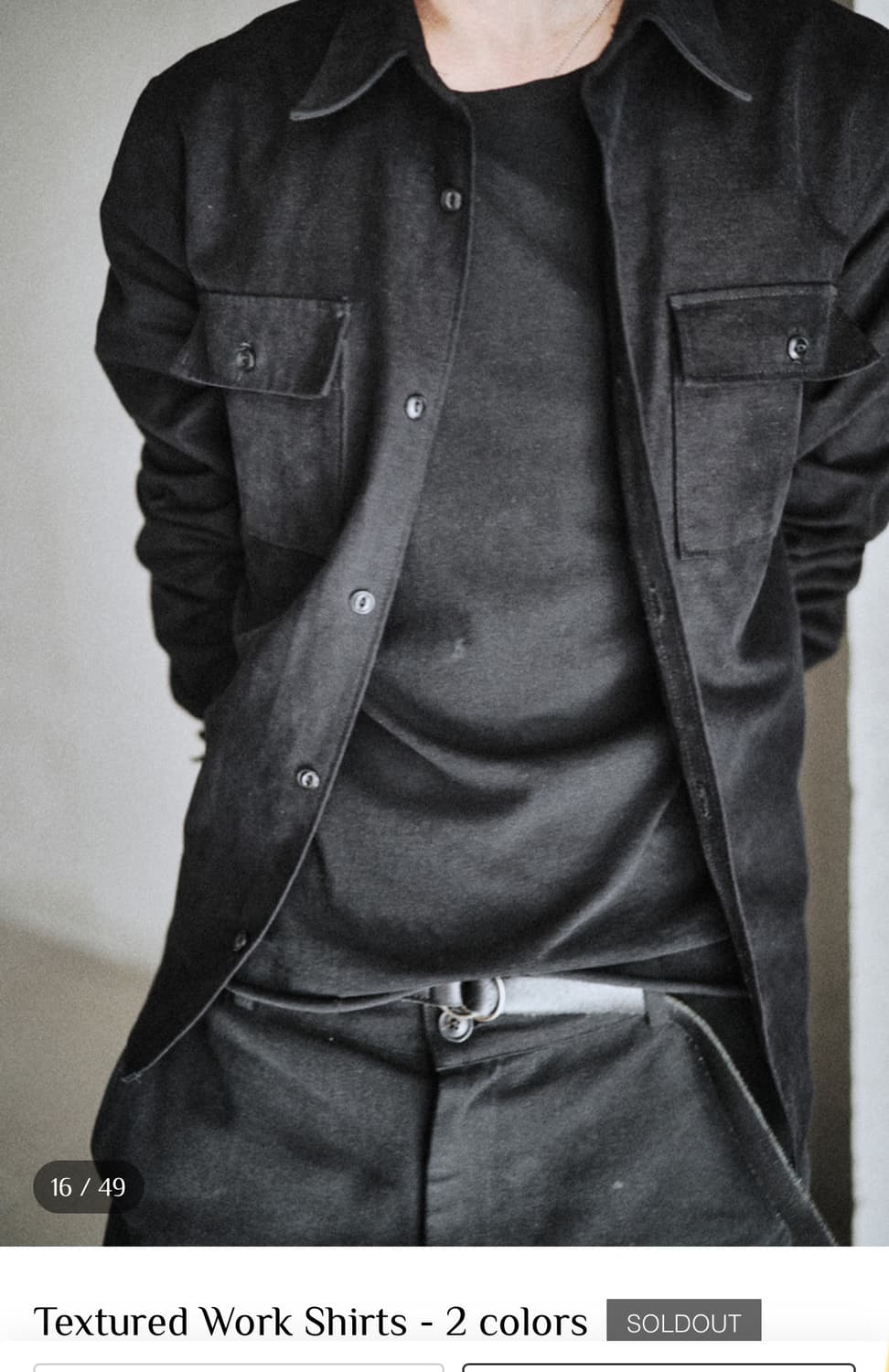 모노프리베 텍스쳐드 워크셔츠 2사이즈 블랙 상품이미지1