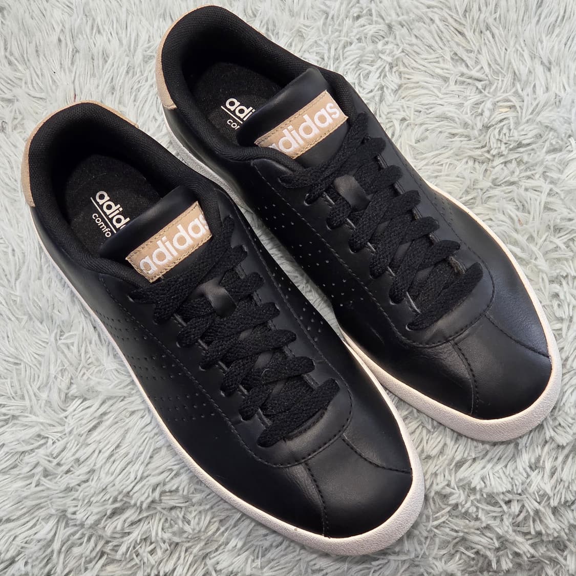 2q-3:아디다스 코트베이스 블랙 베이지 (250mm)-상태굿 상품이미지5