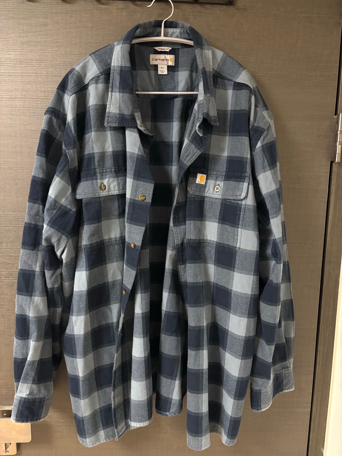 3XL - 칼하트 플란넬 체크 셔츠 네이비 상품이미지1