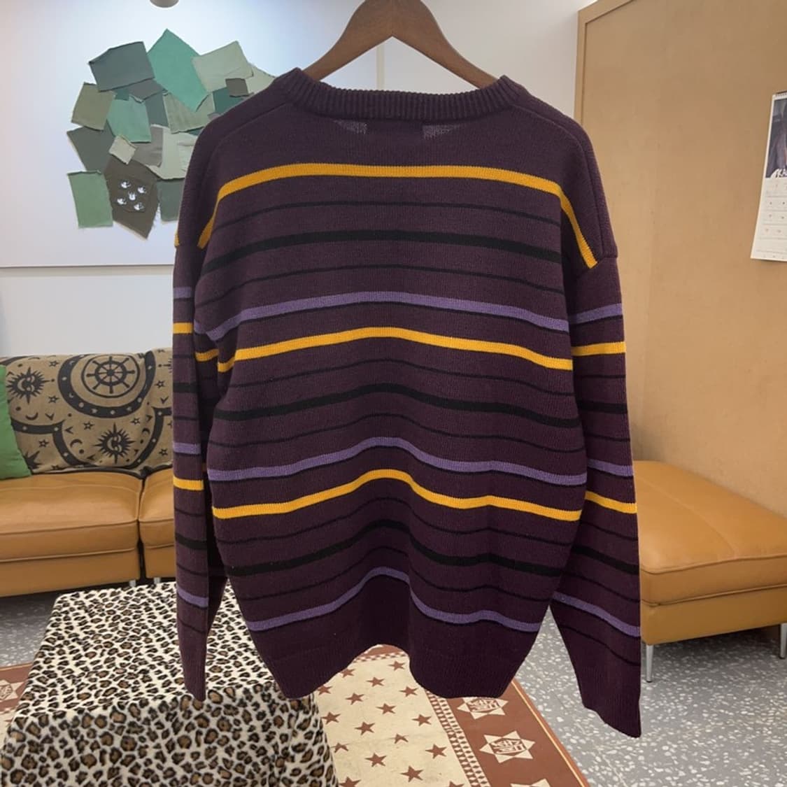 마크곤잘레스 레트로 스트라이프 딥퍼플 니트 L C09384 상품이미지4