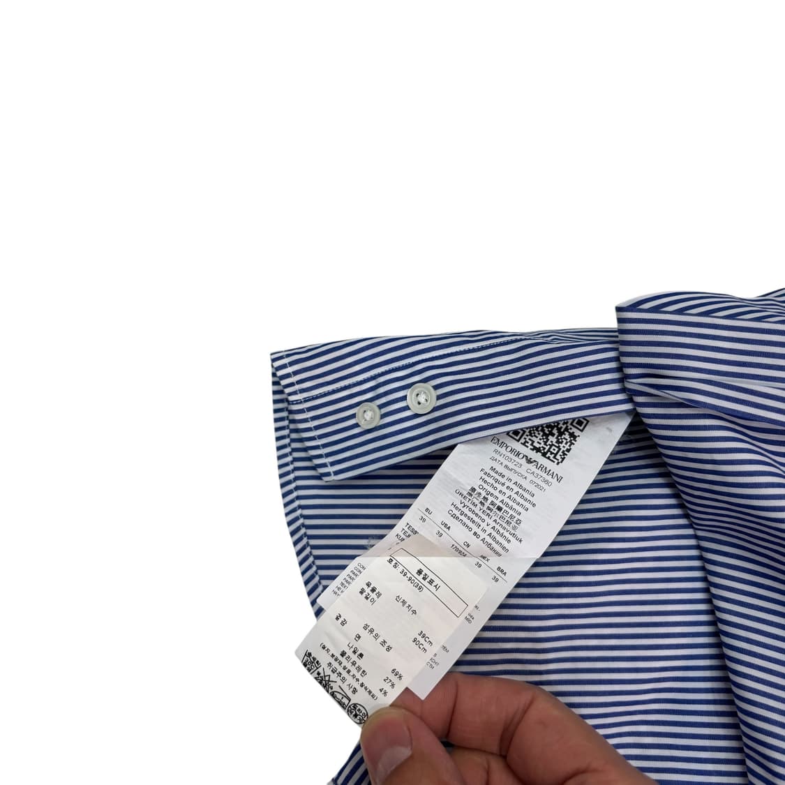 엠포리오아르마니 슬림 핏 스트라이프 셔츠 상품이미지4