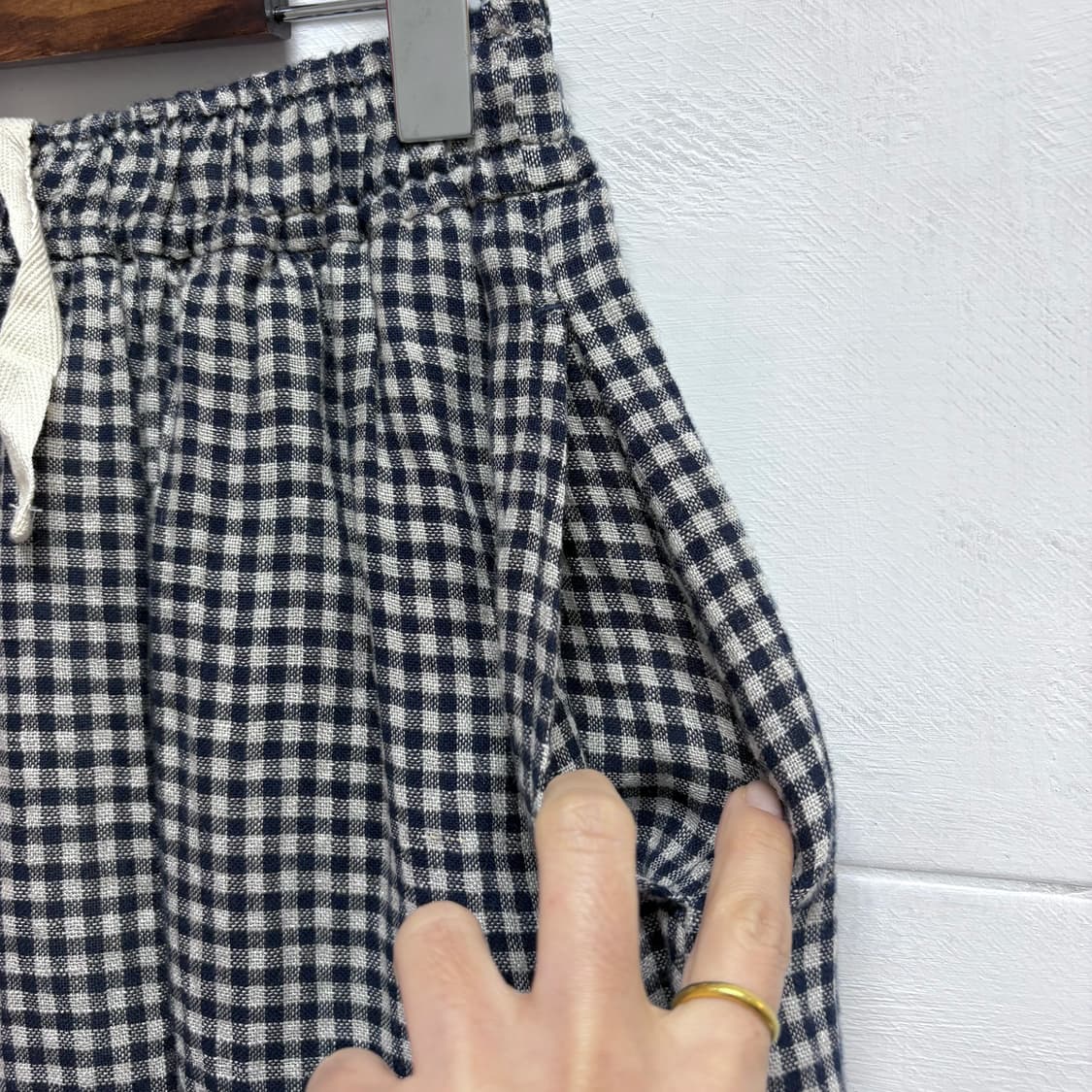 코튼 린넨 체크 모리걸 롱 스커트 치마  상품이미지4