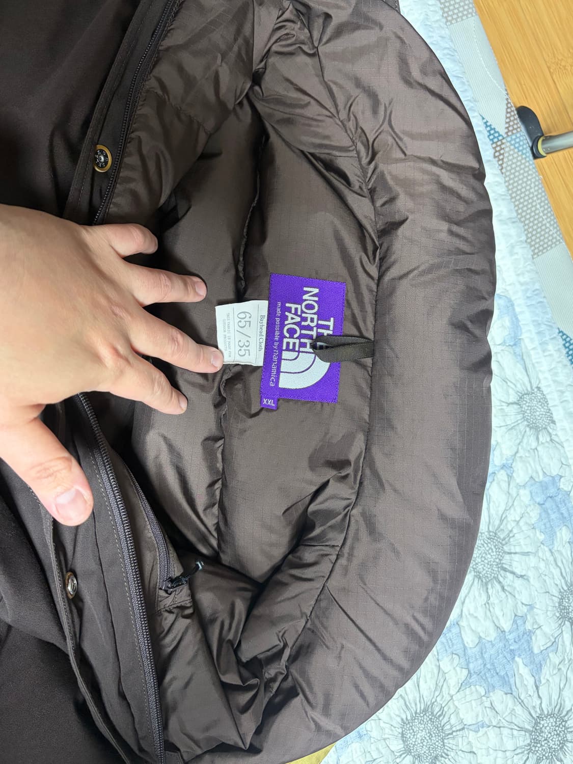 노스페이스퍼플라벨 x 몽키타임 마운틴 숏 다운 브라운 xxl 상품이미지6