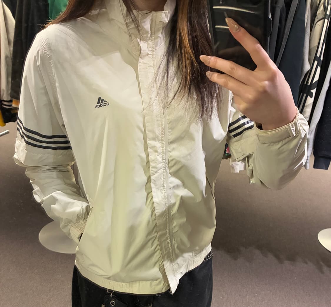 S)Adidas 빈티지 여성 투웨이 화이트 윈드 브레이커 상품이미지1