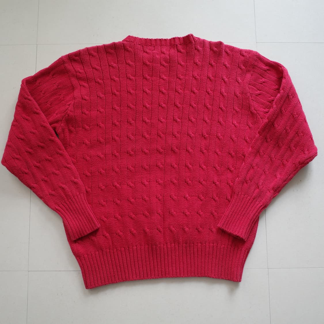 90s 폴로 랄프로렌 레드 케이블 코튼 니트 L 상품이미지5