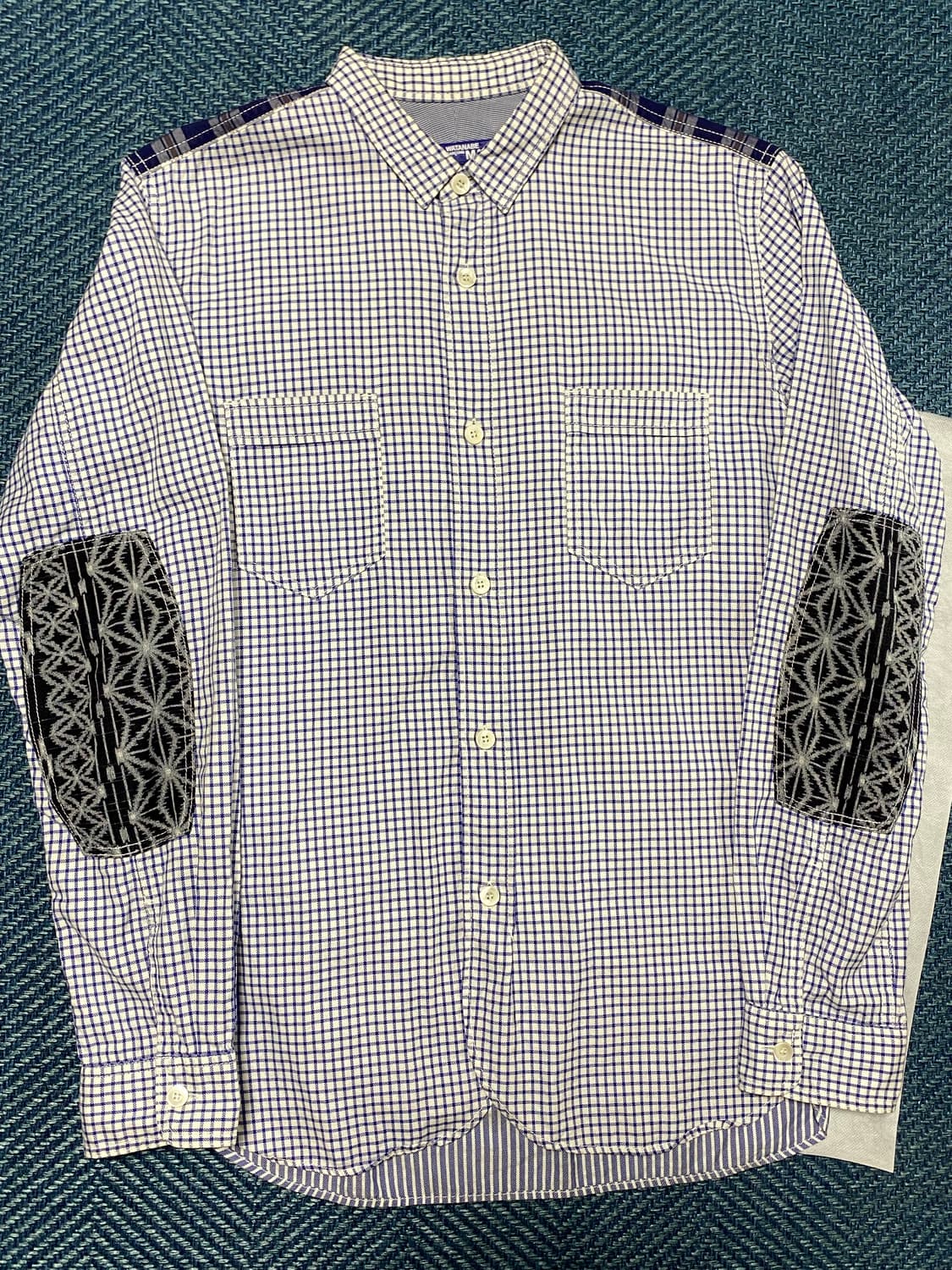 준야와타나베 맨 패치워크 체크 셔츠 M 상품이미지1