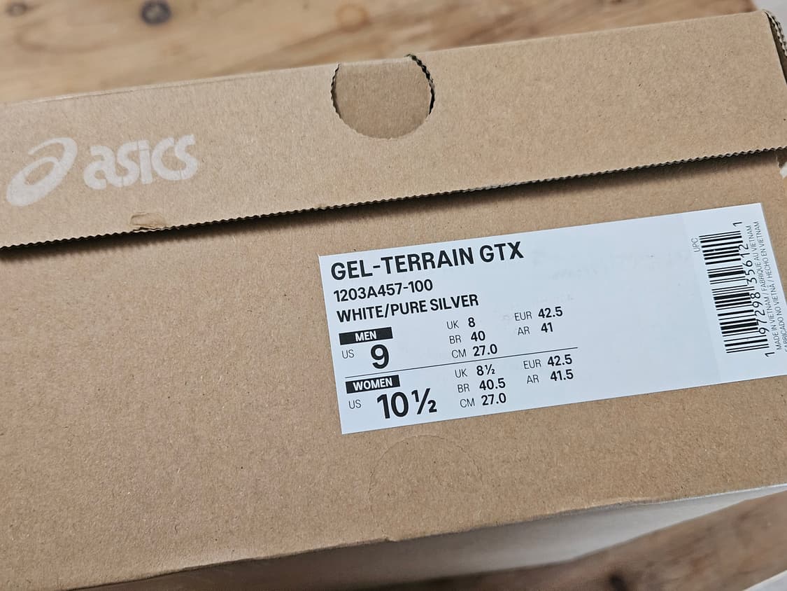 아식스 젤-터레인 GTX 화이트/퓨어 실버 270mm 새상품 상품이미지7