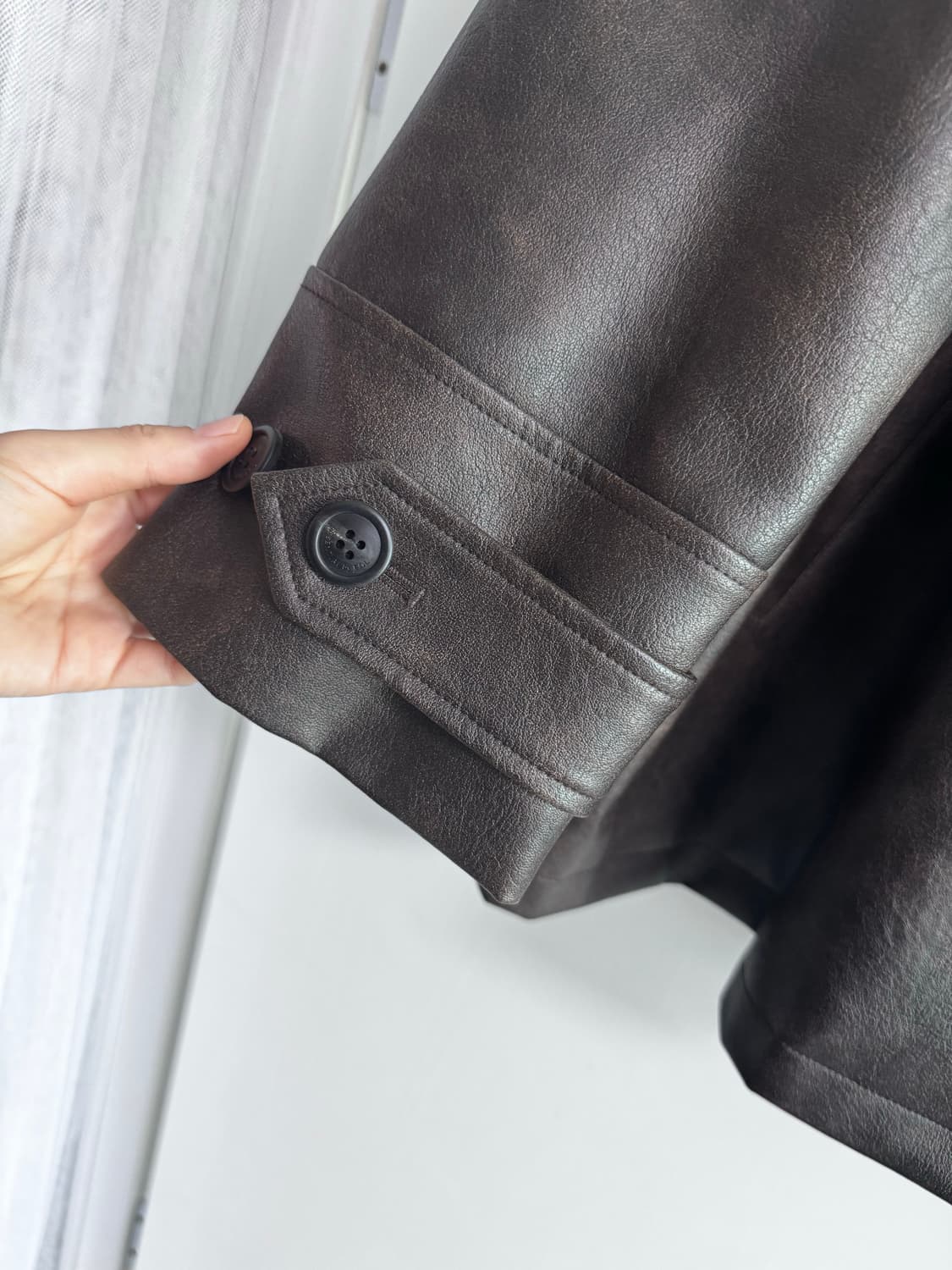 A-line Vegan Leather Jacket 다크브라운 M 상품이미지3