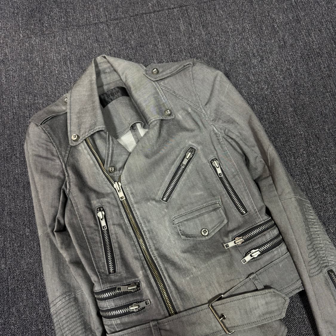 시스템 그레이 라이더자켓 상품이미지2